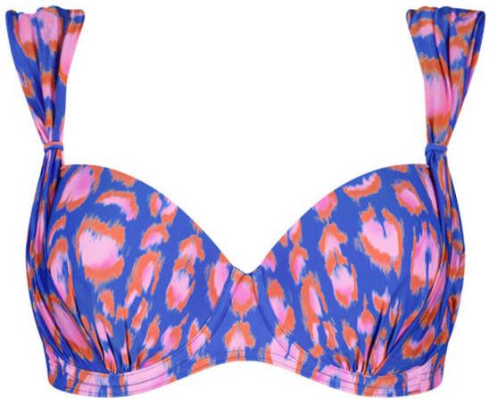 Cyell voorgevormde beugel bikinitop Sneaky Leopard blauw roze