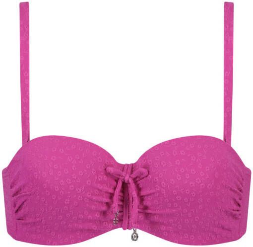 Cyell voorgevormde strapless bandeau bikinitop Flora fuchsia