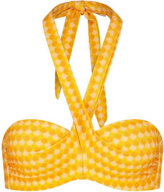 Cyell voorgevormde strapless bandeau bikinitop Horizon geel