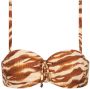 Cyell voorgevormde strapless bandeau bikinitop True Zebra bruin beige - Thumbnail 1