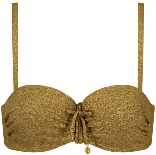 Cyell voorgevormde strapless bandeau bikinitop Desert Glow met lurex goud