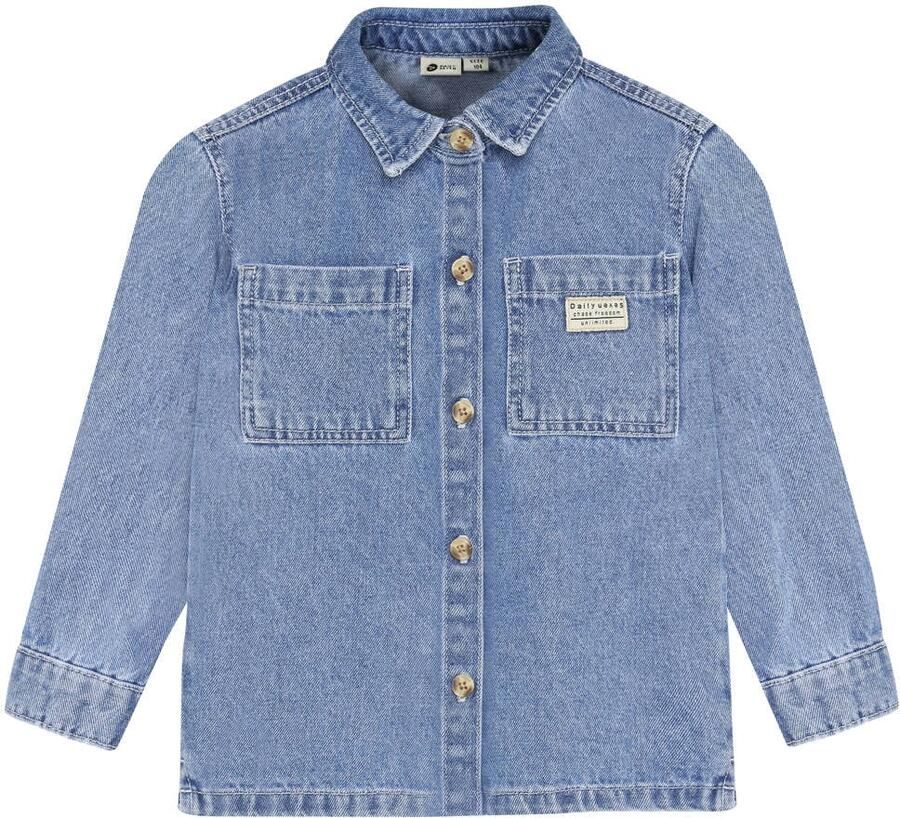 Daily7 denim overhemd met borduursels middelblauw