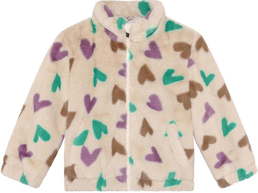 DAILY7 Meisjes Jassen Teddy Jacket Hearts Beige - Foto 3