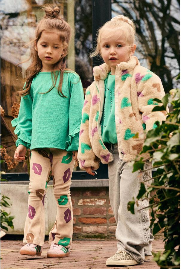 DAILY7 Meisjes Jassen Teddy Jacket Hearts Beige - Foto 4