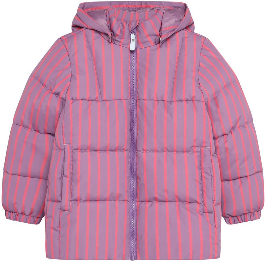 Daily7 gestreepte winterpufferjas paars