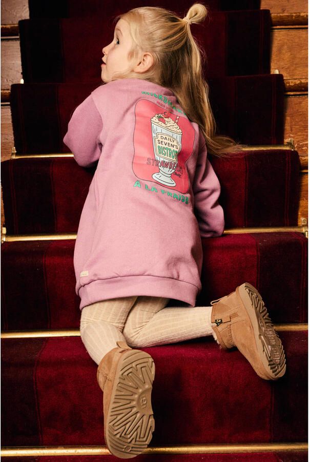 Daily7 korte sweatjurk met backprint paars - Foto 2