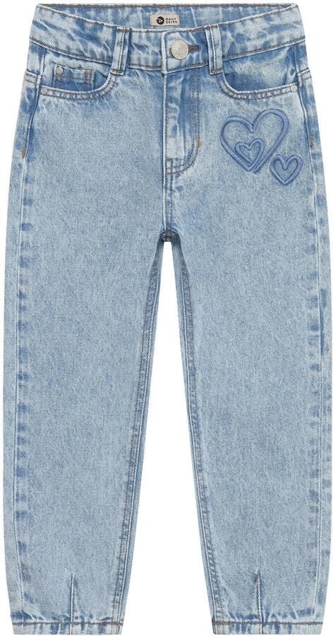 Daily7 mom jeans met borduursels en print lichtblauw