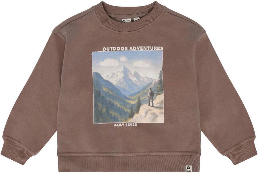 Daily7 oversized sweater met print bruin