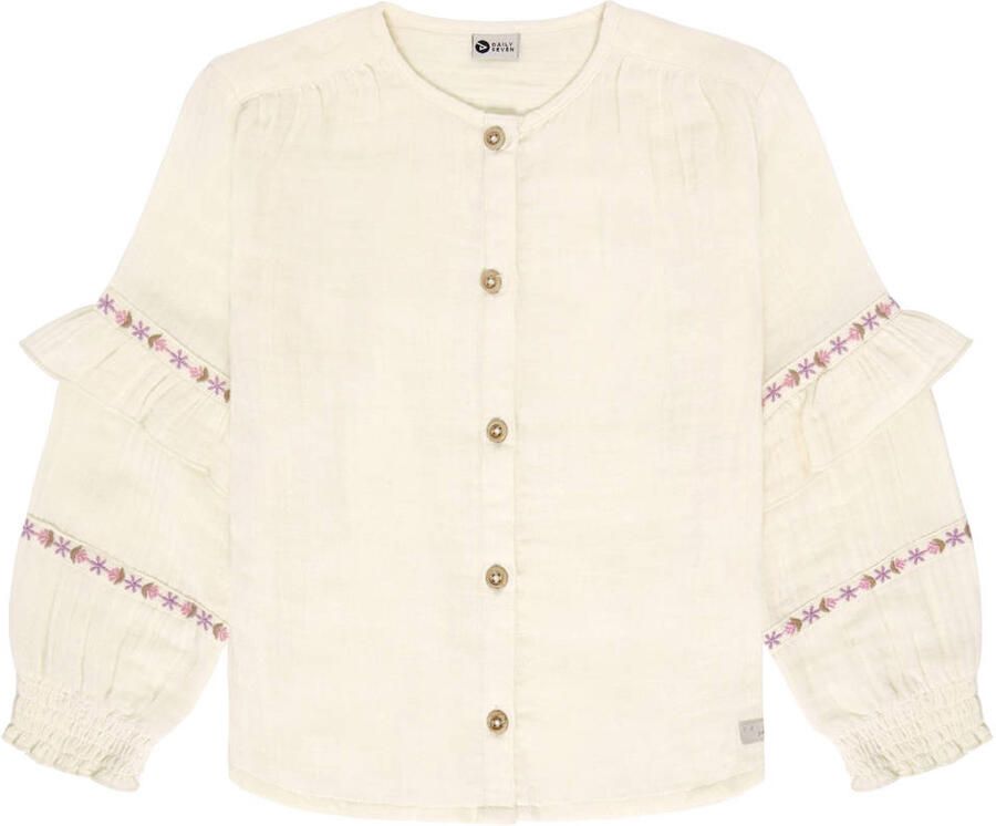 Daily7 rechtvallende blouse met ruches ecru