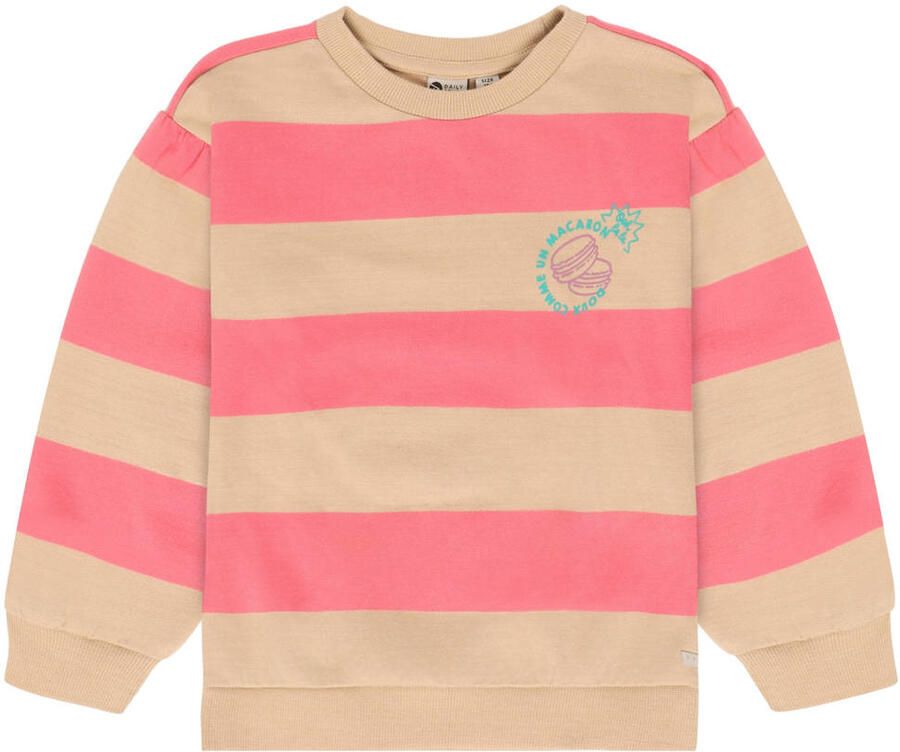 Daily7 rechtvallende gestreepte sweater met backprint zand
