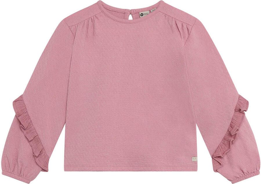 Daily7 rechtvallende longsleeve met ruches oudroze