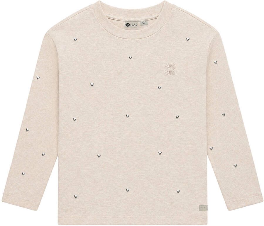 Daily7 rechtvallende longsleeve met studs en hartjes ecru