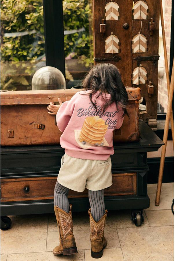 Daily7 rechtvallende sweater met backprint oudroze - Foto 3