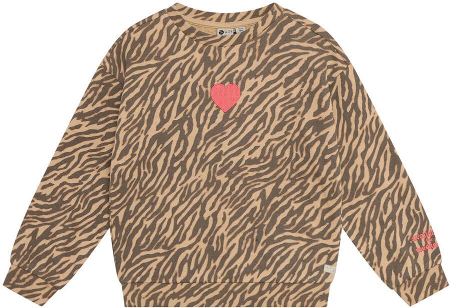 Daily7 rechtvallende sweater met dierenprint zand