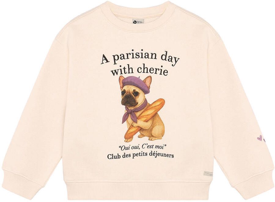 Daily7 rechtvallende sweater met print crème