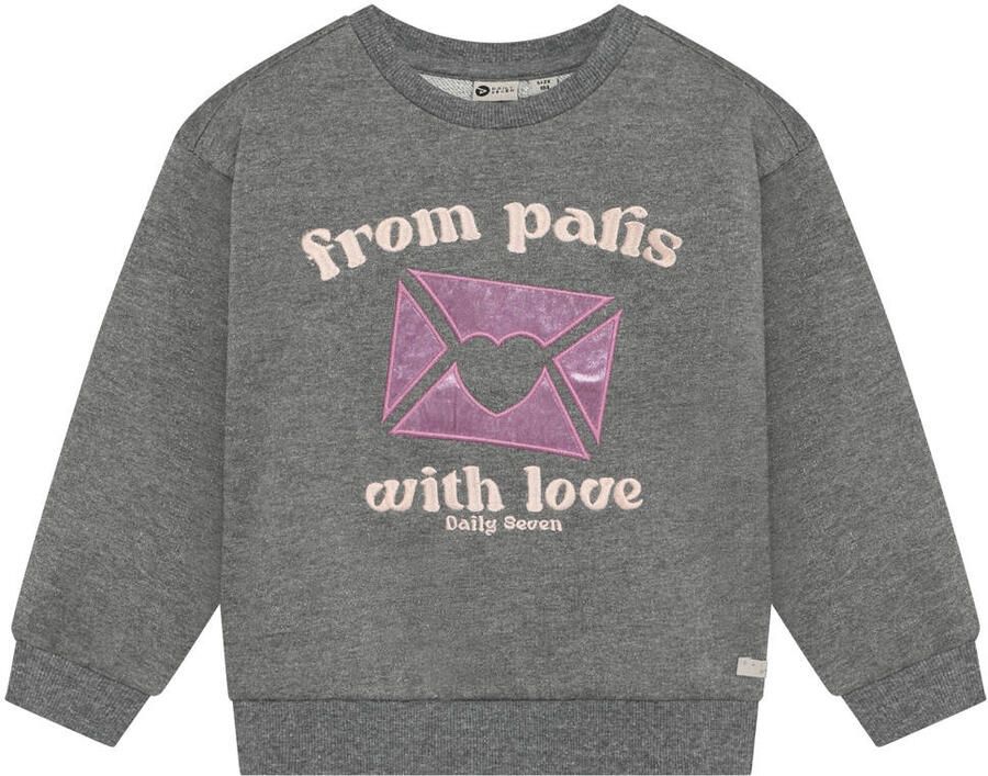 Daily7 rechtvallende sweater met print grijs