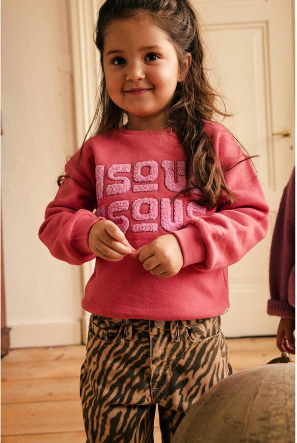 Daily7 rechtvallende sweater met tekst roze - Foto 2