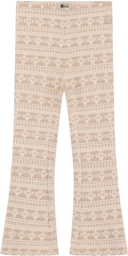 Daily7 regular waist flared broek beige met textuur