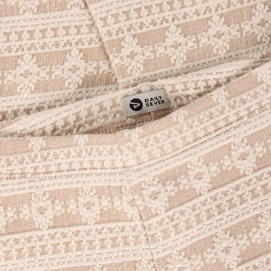 Daily7 regular waist flared broek beige met textuur - Foto 2