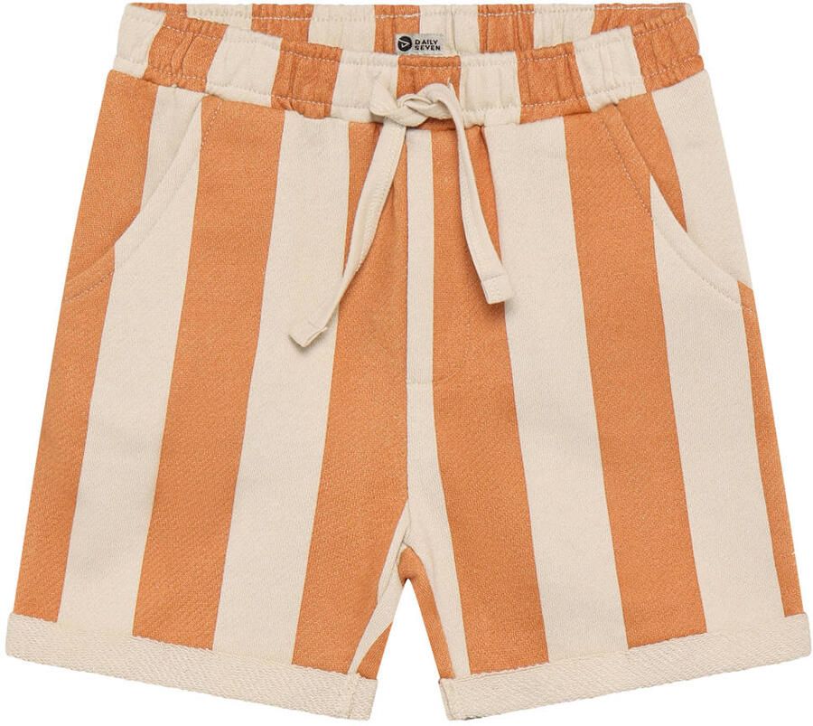 Daily7 regular waist gestreepte sweatshort bruin - Foto 3