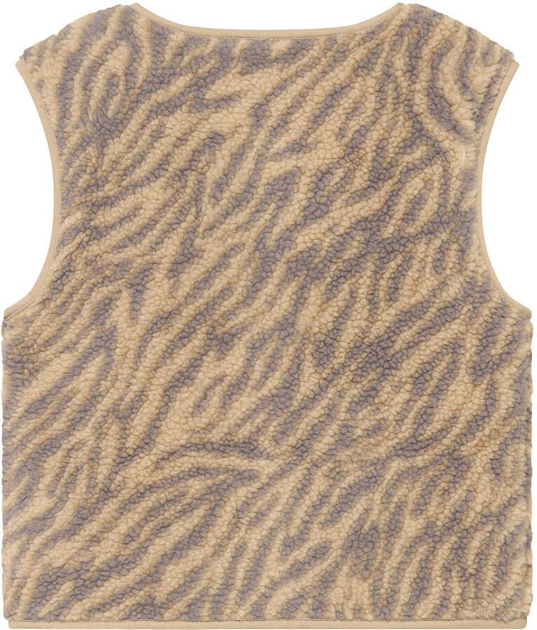 Daily7 teddy rechtvallend gilet met dierenprint zand - Foto 3