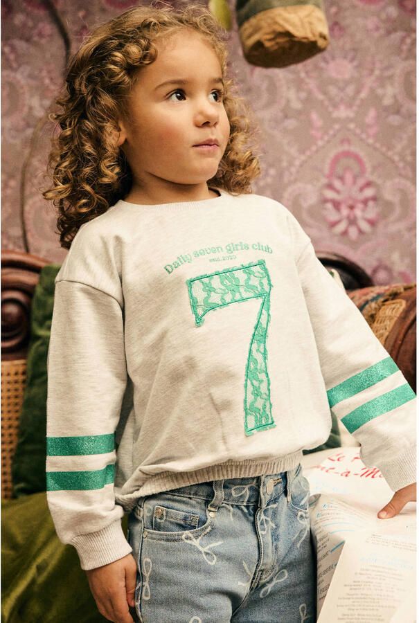 Daily7 wide leg jeans met print lichtblauw - Foto 3