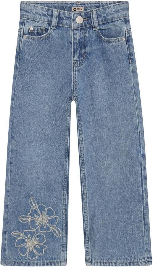 Daily7 wide leg jeans met print mediumblauw