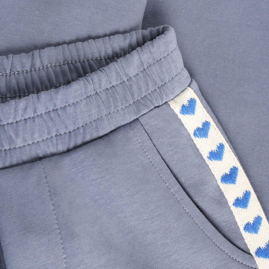 Daily7 wide leg sweatpants met hartjes grijsblauw - Foto 2