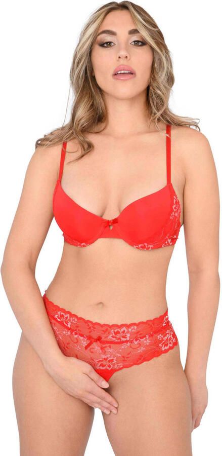 Daring high waist string met open kruis rood