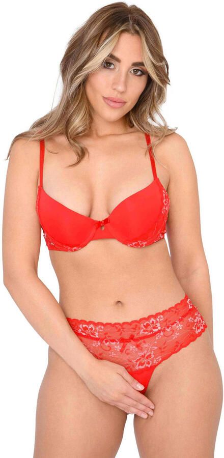 Daring high waist string met open kruis rood - Foto 3