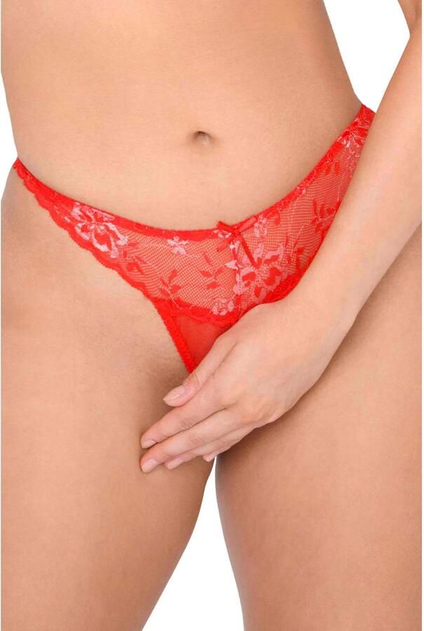 Daring kanten string met mesh rood - Foto 2