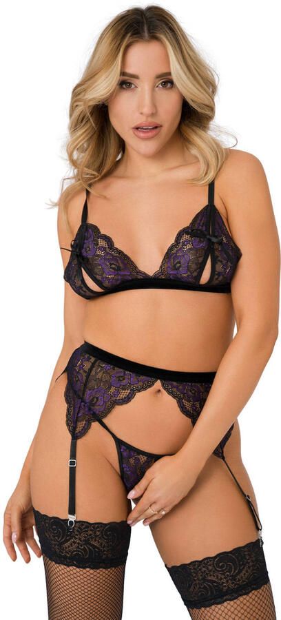 Daring lingerieset 3-delig zwart paars - Foto 3
