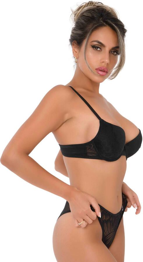 Daring slip met open kruis zwart