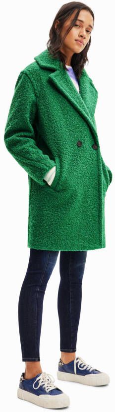 Desigual Groene Knoopsluiting Reverskraag Jas Green Dames