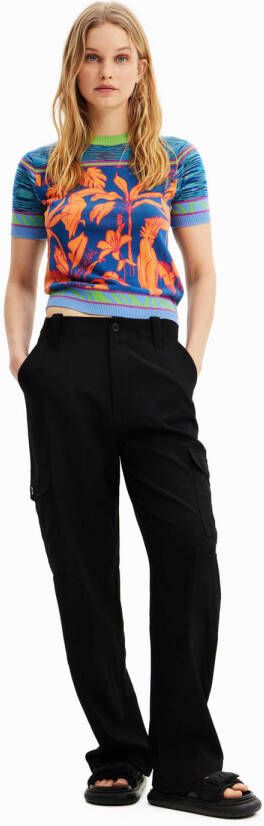 Desigual straight fit cargobroek zwart