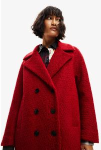Desigual Straight Cut Wool Coat Rood Dames