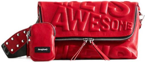 Desigual crossbody tas Life Is Awesome reliëfprint rood