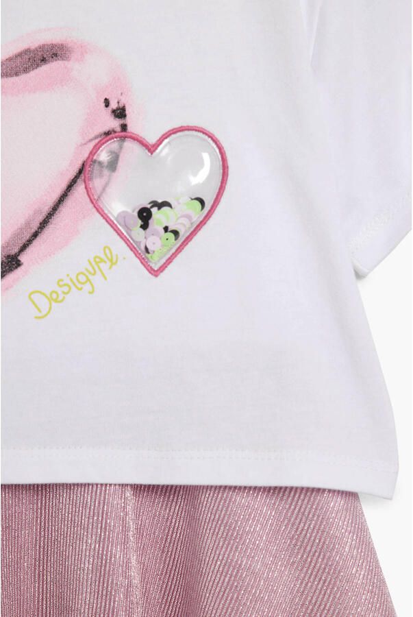 Desigual A-lijn jurk met hartjes roze - Foto 2