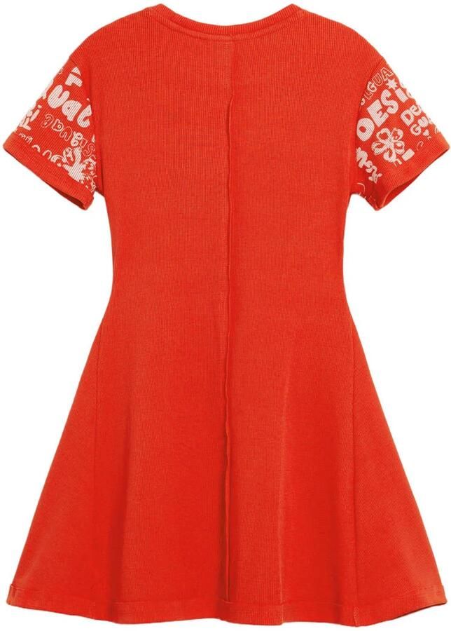 Desigual A-lijn midi jurk met tekst rood - Foto 2