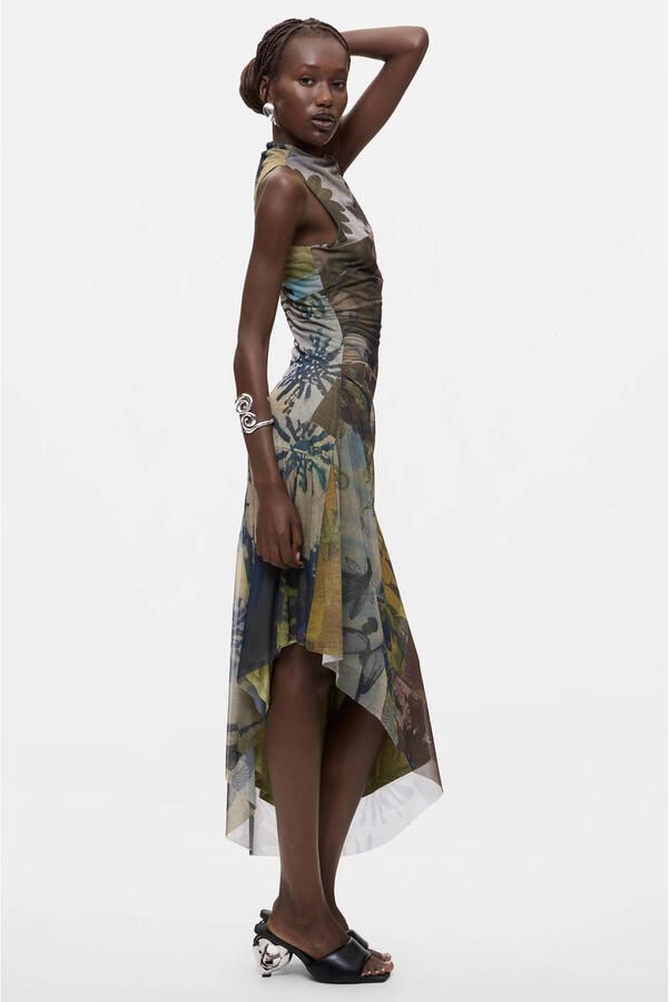 Desigual asymmetrische jurk met print meerkleurig