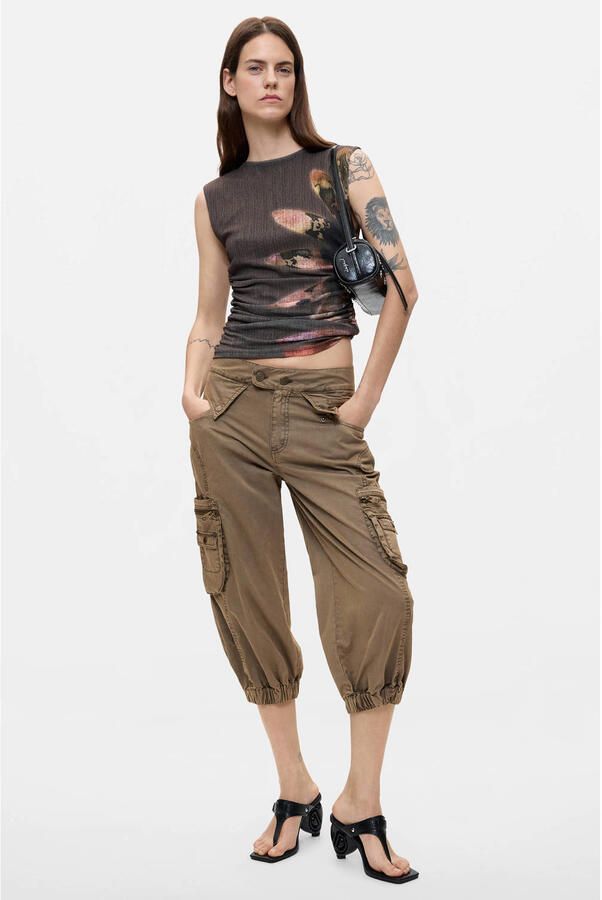 Desigual barrel cargobroek kaki - Foto 3