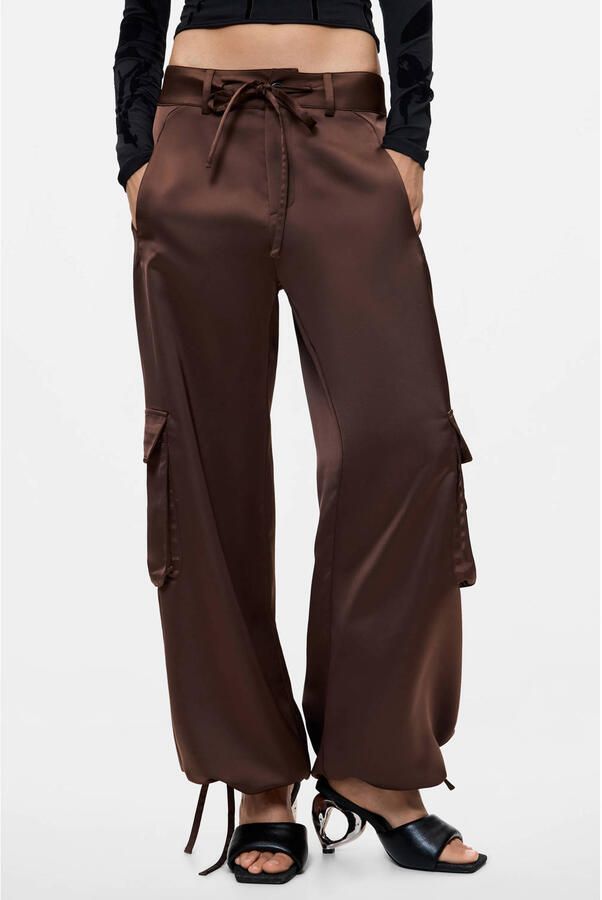Desigual barrel cargobroek met ceintuur bruin