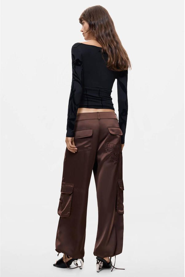 Desigual barrel cargobroek met ceintuur bruin - Foto 2