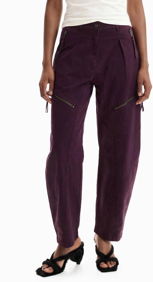 Desigual barrel cargobroek roodbruin