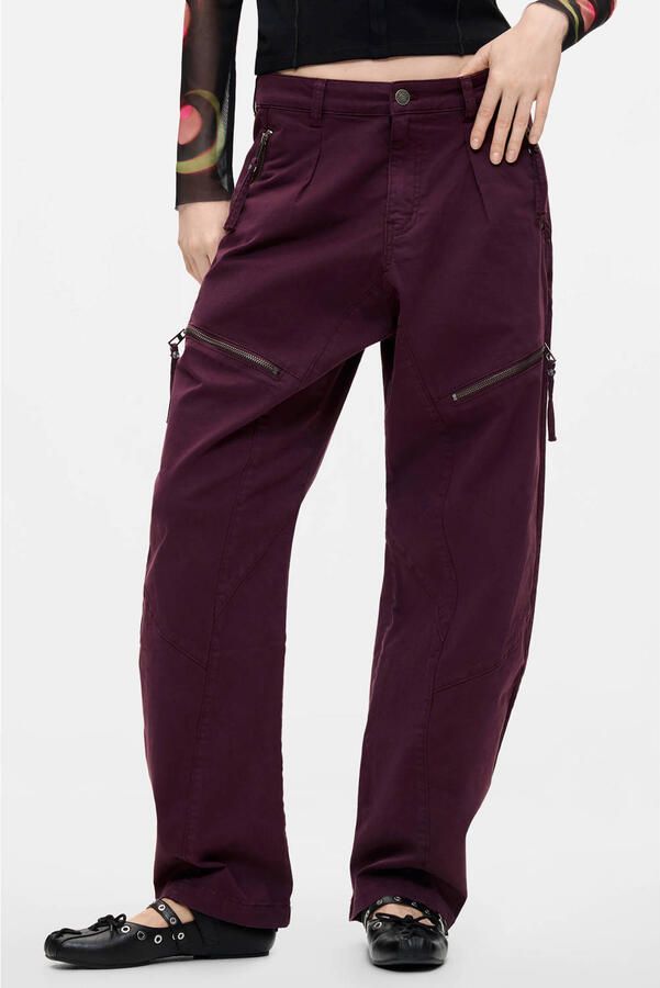 Desigual barrel cargobroek roodbruin - Foto 3