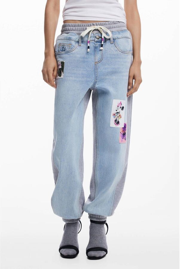 Desigual barrel low waist casual broek light blue denim - Foto 3