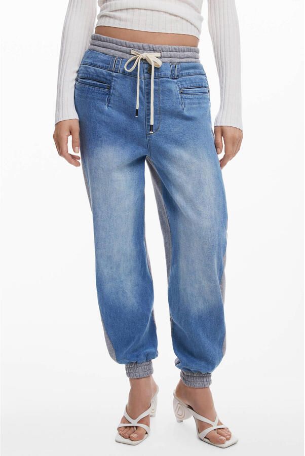 Desigual barrel regular waist casual broek medium blue denim