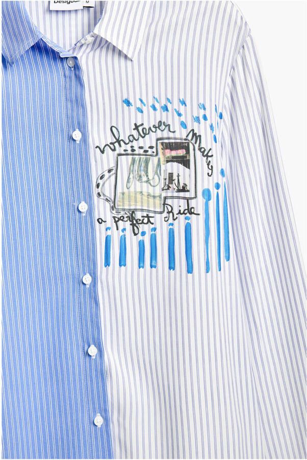 Desigual Overhemd Tweekleurig gestreept overhemd blouse met lange mouwen en kraag