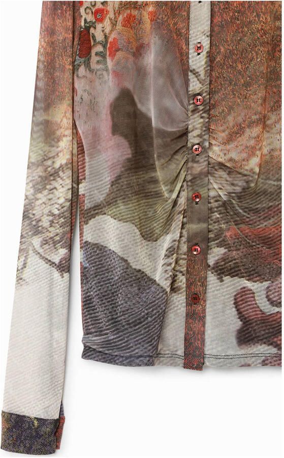 Desigual blouse met all over print bruin multi