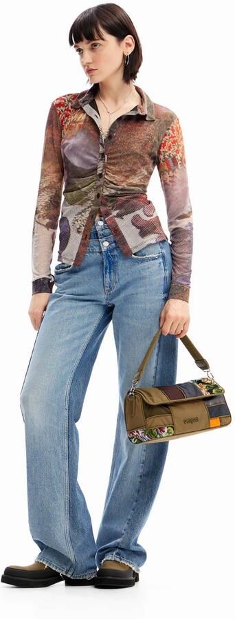 Desigual blouse met all over print bruin multi - Foto 3
